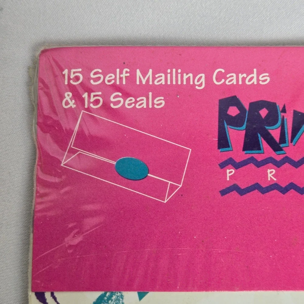 Pentech Primitive‎ Prints Self Mailing Cards & Seals, 15 Count, 33084, Vtg New